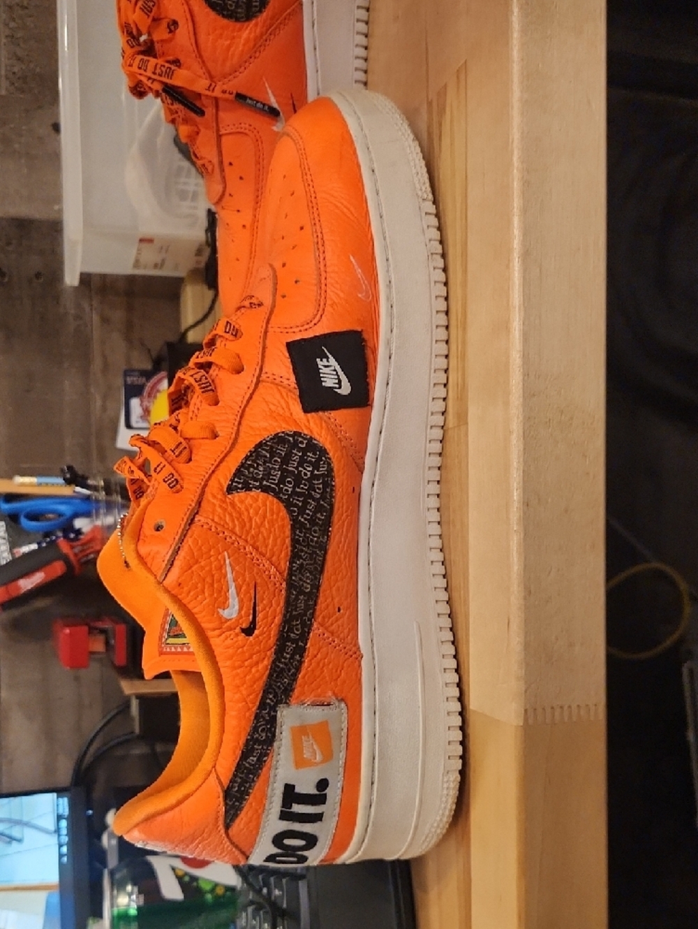 Nike Orange 'Just Do It' Swoosh Low-Top Sneakers AF1 - Picture 8 of 11